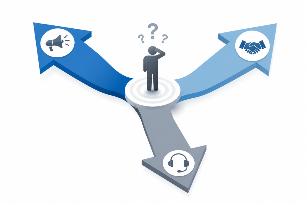Ba bộ phận marketing, bán hàng, chăm sóc khách hàng hoạt động rời rạc, mỗi người một hướng, không liên kết