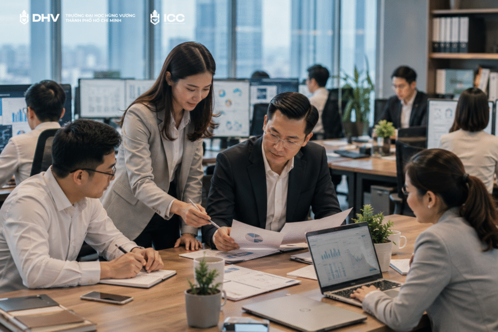 Doanh nghiệp hiện đại ứng dụng dữ liệu và quản trị chiến lược để nâng cao hiệu quả vận hành.